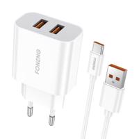 2x síťová nabíječka USB Foneng EU45 + kabel USB C 045515