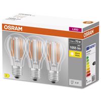 3PAK LED žárovka LED E27 A60 CL 7,5W = 75W 1055lm 2700K Teplá bílá 300° Filament OSRAM BASE OSRLEDW3110