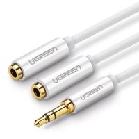 Audio rozbočovač AUX 3,5 mm jack kabel UGREEN AV123, 25 cm (bílý) 024300