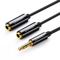 Audio rozbočovač AUX 3,5 mm jack kabel UGREEN AV123, 25 cm (černý) 024301