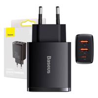 Baseus Compact Quick Charger, 2xUSB, USB-C, PD, 3A, 30W (černá) 028970 028970