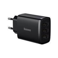 Baseus Kompaktní síťová nabíječka 3x USB 17W černá (CCXJ020101) 6932172606961 6932172606961