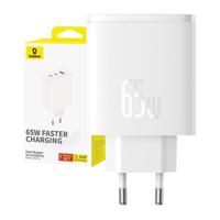 Baseus OS-Cube Pro 2xUSB-C + USB síťová nabíječka, 65W (bílá) 054592