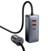 Baseus Share Together autonabíječka s prodlužovačem, 2x USB, 2x USB-C, 120W (šedá) 027586 027586