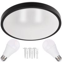 Berge LED stropní svítidlo 2xE27 kulatá černá + 2x E27 10W neutrální bílá EC20444-2XEP0113