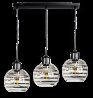 Berge LED závěsné stropní svítidlo 3xE27 GLASS BALL stripes black P0009-3XK013