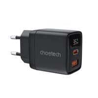 Choetech PD6052 USB-C USB-A PD 35W GaN síťová nabíječka s displejem - černá 6932112106179 6932112106179