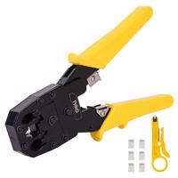 Deli Tools Kleště na krimpování konektorů Ethernet EDL2468, 4/6/8P, RJ45/RJ14/RJ12/RJ9 (žluté)