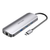 Dokovací stanice s USB-C na HDMI, 3x USB3.0, RJ45, SD, TF, PD 0,15 m Vention TOKHB (šedá)