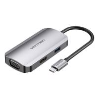 Dokovací stanice USB-C na HDMI, VGA, USB 3.0, PD 0,15 m Vention TOAHB šedá