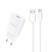 Dudao A4EU USB-A 2,1A síťová nabíječka - bílá + kabel USB-A - USB-C 6976625331970 6976625331970