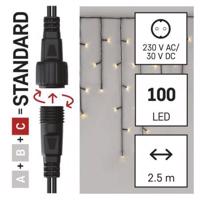 Emos Standard LED spojovací vánoční řetěz – rampouchy, 2,5 m, venkovní, teplá bílá D1CW01