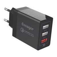 Essager ECTQC3-FBB01 3xUSB 30W síťová nabíječka (černá) 068200