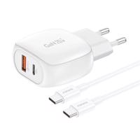 Foneng EU41 USB-C+USB-A 20W síťová nabíječka + kabel USB-C-USB-C (bílý)