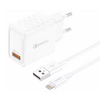 Foneng EU54 18W USB-A, 3A síťová nabíječka (bílá) + kabel USB-A na Lightning