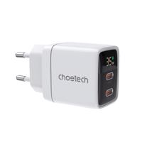 GaN Choetech PD6051 2x USB-C PD 35W síťová nabíječka s displejem - bílá 6932112106117 6932112106117