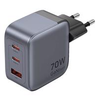 GaN Vention USB-C+C+A 70W nabíječka (šedá)