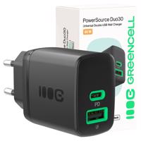 Green Cell Greencell PowerSource Duo30 nabíječka USB/USB-C Černá Výkon Adapter 30W Power-Delivery CHARB-GC-30AC-B