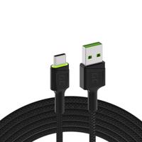 Green Cell kabel Ray USB kabel - USB-C 120cm zelené LED podsvícení a rychlé dobíjení Ultra Charge, QC 3.0 KABGC06