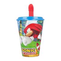 Hrnek / bidon s brčkem STOR 40530 430 ml Sonic the Hedgehog (modro-červený)