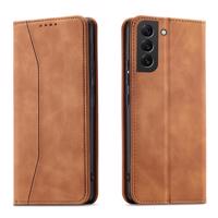 Hurtel Magnet Fancy Case pro Samsung Galaxy S22+ (S22 Plus) pouzdro na karty peněženka pouzdro na karty hnědé 5907769341779