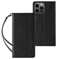 Hurtel Magnet Strap Case iPhone 14 Plus flip cover peněženka mini lanyard stand black 5907769311116