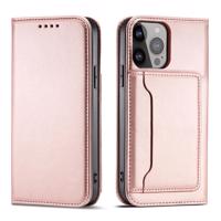 Hurtel Magnetové pouzdro na karty iPhone 14 Plus flip cover peněženka růžová 5907769347702