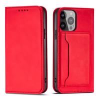 Hurtel Magnetové pouzdro na karty iPhone 14 Pro Max flip cover wallet stand red 5907769347771