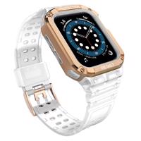 Hurtel Ochranný řemínek s pouzdrem pro Apple Watch 7 / 6 / 5 / 4 / 3 / 2 / SE (41 / 40 / 38 mm) pancéřové pouzdro hodinek průhledné / růžově zlaté 5907769311949