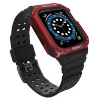 Hurtel Ochranný řemínek s pouzdrem pro Apple Watch 7 / 6 / 5 / 4 / 3 / 2 / SE (45 / 44 / 42 mm) pancéřové pouzdro na hodinky černé / červené 5907769311864