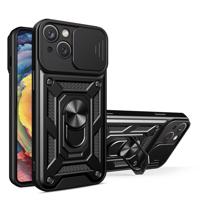 Hurtel Pancéřové pouzdro se stojánkem a krytem fotoaparátu pro iPhone 15 Plus Hybrid Armor Camshield - černé 5907769357435