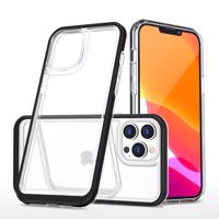 Hurtel Průhledné silikonové pouzdro 3v1 pro iPhone 14 Pro Max s rámečkem černé 5907769348853