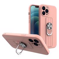 Hurtel Silikonové pouzdro Ring Case s úchytem na prst a stojánkem pro iPhone 11 Pro Max růžové 5907769327087