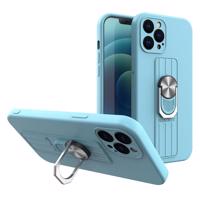 Hurtel Silikonové pouzdro Ring Case s úchytem na prst a stojánkem pro iPhone 11 Pro Max světle modré 5907769327100