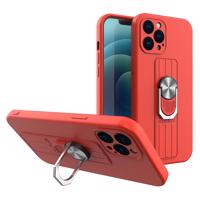 Hurtel Silikonové pouzdro Ring Case s úchytem na prst a stojánkem pro iPhone 12 červené 5907769327209