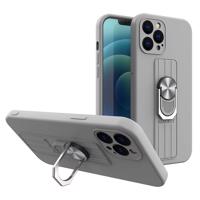 Hurtel Silikonové pouzdro Ring Case s úchytem na prst a stojánkem pro iPhone 12 mini stříbrné 5907769327179