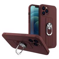 Hurtel Silikonové pouzdro Ring Case s úchytem na prst a stojánkem pro iPhone 12 Pro hnědé 5907769327285