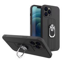 Hurtel Silikonové pouzdro Ring Case s úchytem na prst a stojánkem pro Samsung Galaxy S22+ (S22 Plus) černé 5907769341045