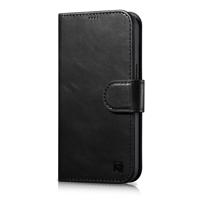 iCarer Oil Wax Wallet Case 2v1 kožené pouzdro na iPhone 14 Plus s klopou Anti-RFID černé (WMI14220723-BK)