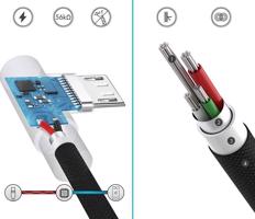 Interlook AM30 | Micro-USB 2M | Úhlový nabíjecí USB kabel telefonu | Rychlé nabíjení 3.0 2,4A modrá 1771-54