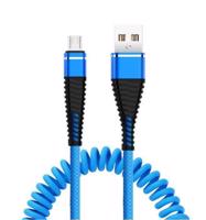 Interlook AM32 | Micro USB 1M | Spirálový USB kabel pro nabíjení telefonu | Rychlé nabíjení 3.0 2.4A červená 1774-52