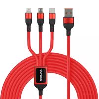 Interlook B5-3v1-ed | USB kabel 3v1 | Micro kabel, USB TYPE-C. Osvětlení | Nylonový kabel 1,2m 4761