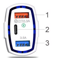 Interlook CA-005 | 2x USB 1x rychlonabíječka do auta Type-C | Quick Charge 3.0 rychlé nabíjení | Ambientní LED černá 1681-160 1681-160