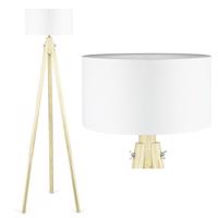 Interlook DYT-L150 | Bílá stojací lampa | Boho osvětlení do obývacího pokoje, ložnice | Bílé stojací svítidlo s dřevěným rámem 4757 4757