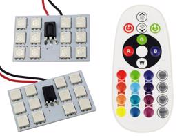 Interlook Panel LED RGB 12-chip 2x6 + adaptéry C5W a W5W s IR ovladačem IL806