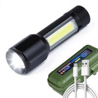 Interlook TL-502 | Malá hliníková XPE Q5 CREE + COB LED taktická svítilna | funkce zoom, vestavěná dobíjecí baterie, micro USB kabel, přepravní pouzdro | 800lm, 3 režimy svícení 2616