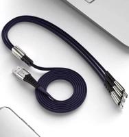 Interlook UC-009 | 3v1 1M | Vyztužený kabel USB pro telefon 3 v 1 – Micro USB, Type-C, Lightning (iPhone) červená 1668-52