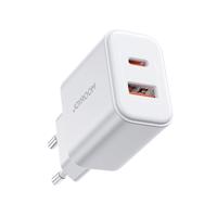 Joyroom JR-TCF05 20W rychlá dvouportová síťová nabíječka USB-C / USB-A - bílá + kabel USB-C - Lightning 1 m 6956116776800 6956116776800