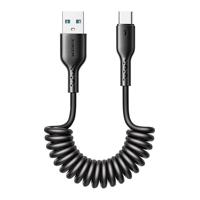 Joyroom USB-A na USB-C Easy-Travel Series 3A rychlonabíjecí kabel do auta 1,5 m, kroucený (černý) 055330