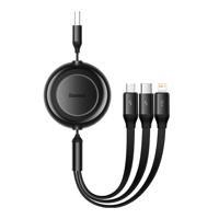 Kabel 3 v 1 Baseus Bright Mirror 2 USB, micro USB / Lightning / USB-C, plochý, 3,5 A, 1,1 m (černý) 035045